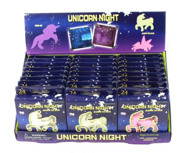 Glow Unicorn Wall Stickers (24pc Counter Display)